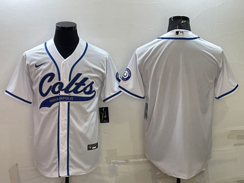 Men's Indianapolis Colts Blank White Cool Base Stitched Baseball Jersey